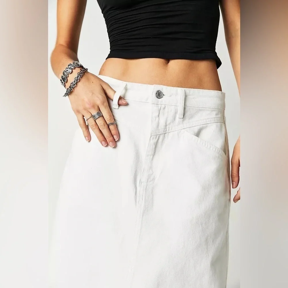 We The Free People Come As You Are Denim Maxi Skirt Size 2 - Picture 3 of 4
